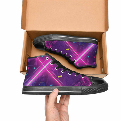 MEN'S Neon Grid Confetti High Top Canvas Vivid Custom Sneakers