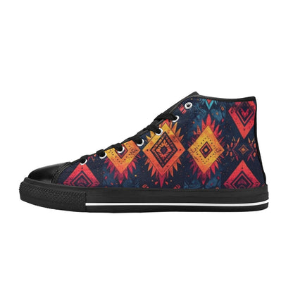 Wild Tribal Ripple 2 Women's High Top Canvas Shoes