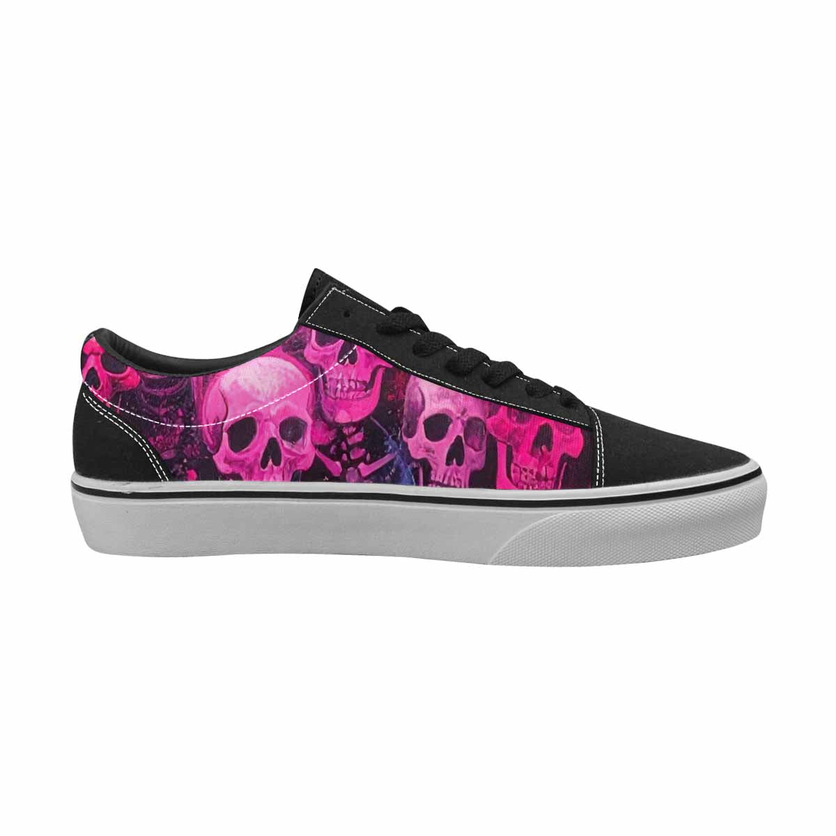 WOMEN'S Skeletons  Neon Pink Lace-Up Canvas Aesthetic Shoes