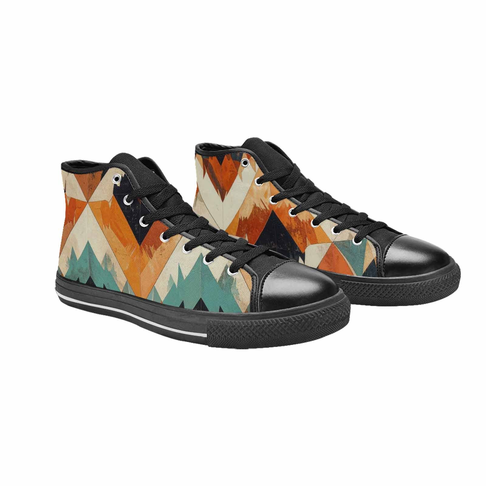 MEN'S Southwestern Geometric Diamond High Top Canvas Grunge Custom Shoes