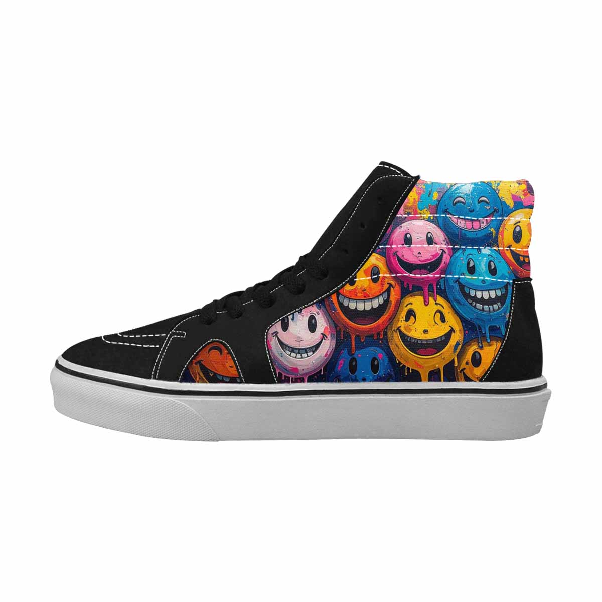 MEN'S Melting Moon Smiley High Top Canvas Cottagecore Sneakers