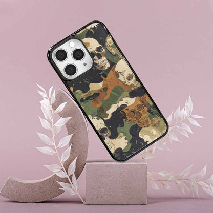 iPhone 15 Pro Max Case — Military Camo Texture Combined With Distressed, Custom Print Case Cover