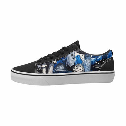 MEN'S Mushrooms Black & Blue Ink Canvas Made To Order Kaleidoscope Shoes