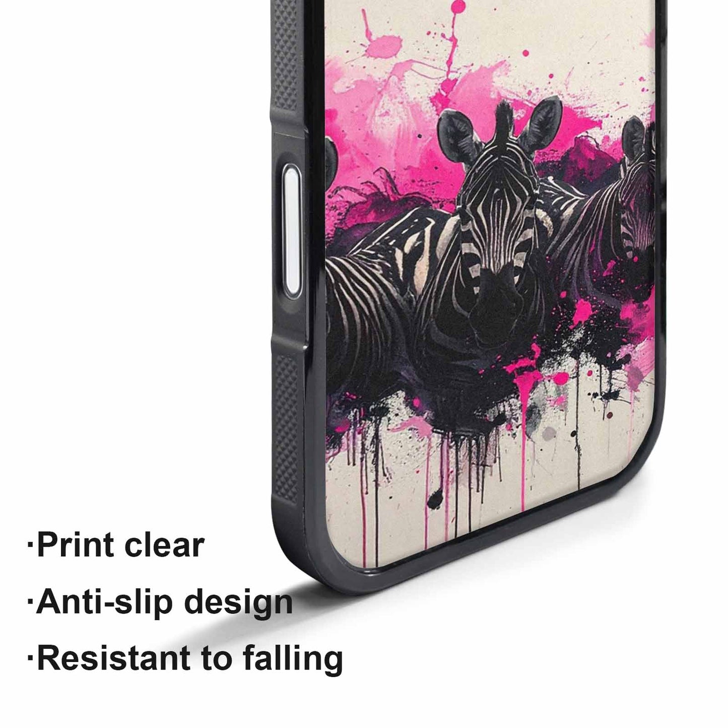 iPhone 17 Pro Max Case — Black &amp; Pink Ink Animal Print, Custom Made Phone Cover
