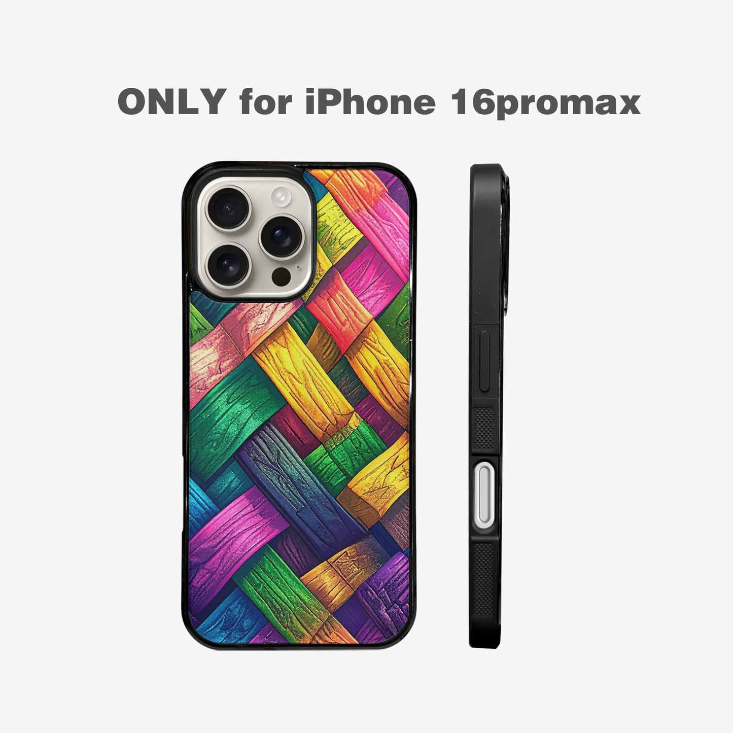 iPhone 16 Pro Max Case — Polysexual Flag Color Theme Small Rainbow, Custom Printed Phone Case
