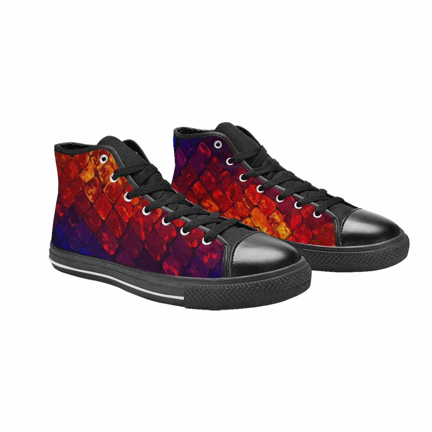 MEN'S Dark Snake Print High Top Canvas Aesthetic Sneakers