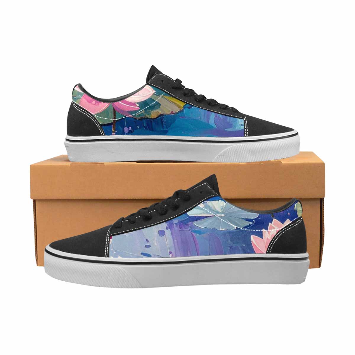 WOMEN'S Monet-Style Impressionist Water Canvas Lace-Up Neon Fantasy Shoes