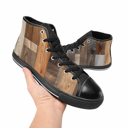 MEN'S Wood Grain Texture High Top Canvas Vivid Custom Sneakers