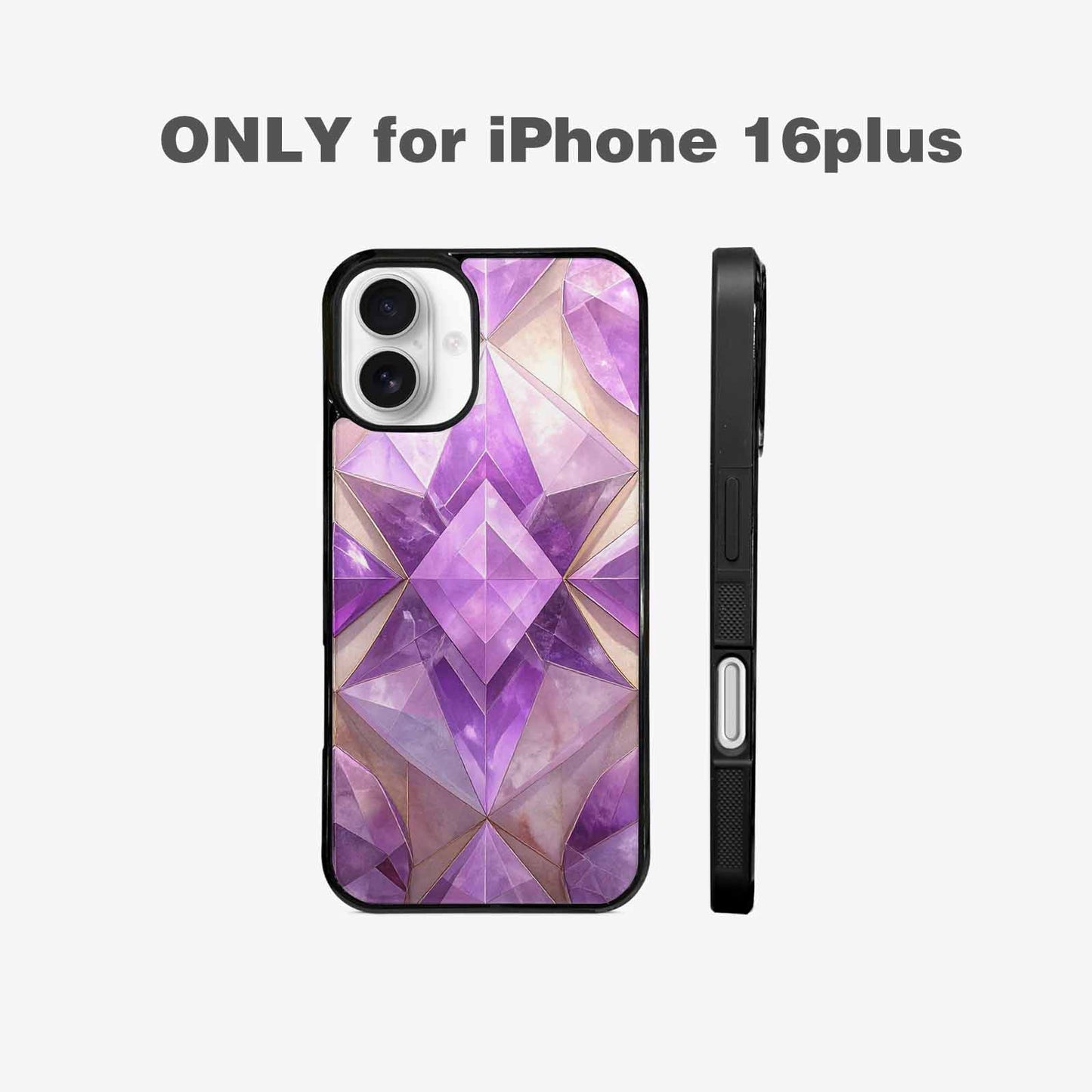 iPhone 16 Plus Case — Amethyst Crystal Art Pattern, Original Design Phone Case