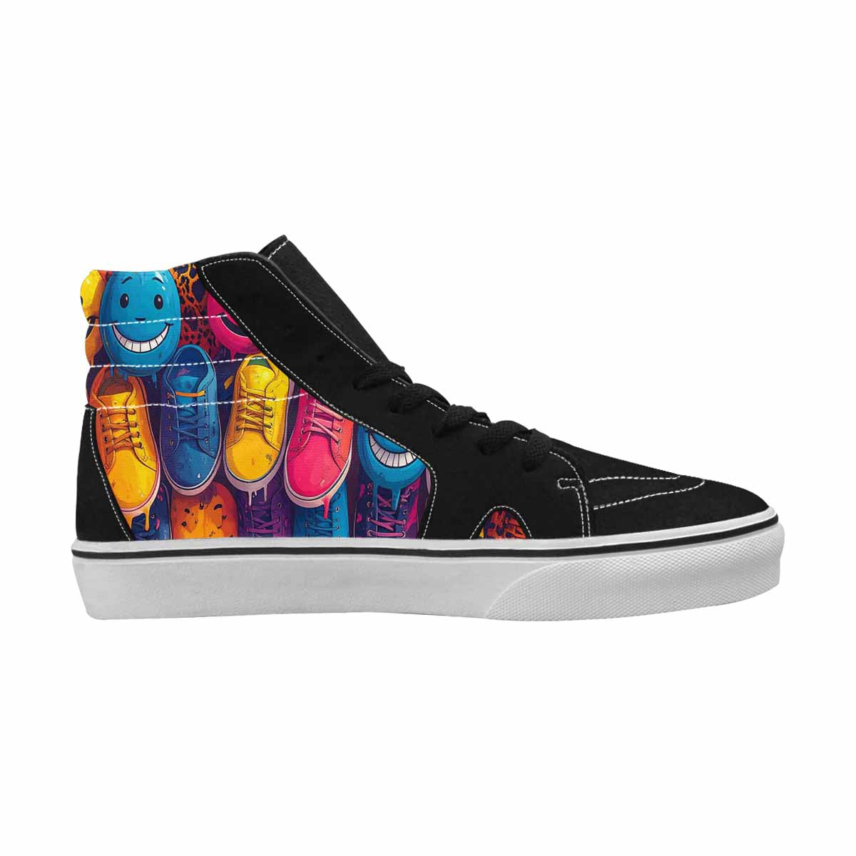 MEN'S Smiley Faces High Top Canvas Surreal Custom Shoes