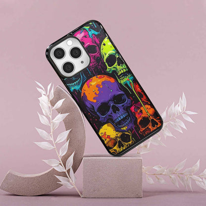 iPhone 15 Pro Max Case — Vibrant Camo 1000\'s Of Skeletons Neon, Original Design Phone Case