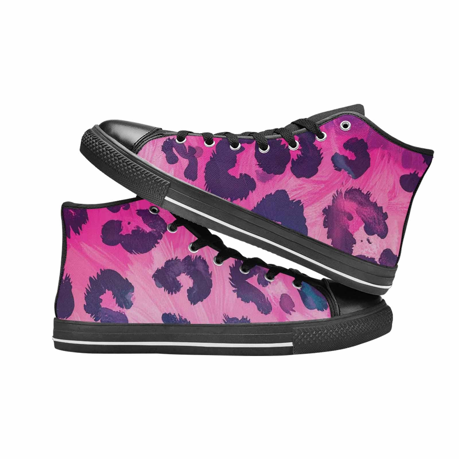 MEN'S Leopard Neon Pink Teal Airbrush High Top Canvas Y2K Shoes