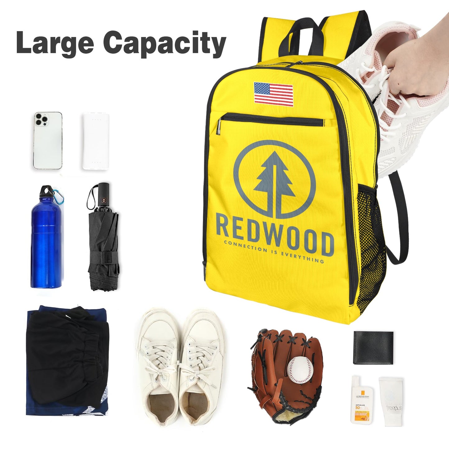 Red Wood All Over Print Leisure Sports Backpack (Model 1741)