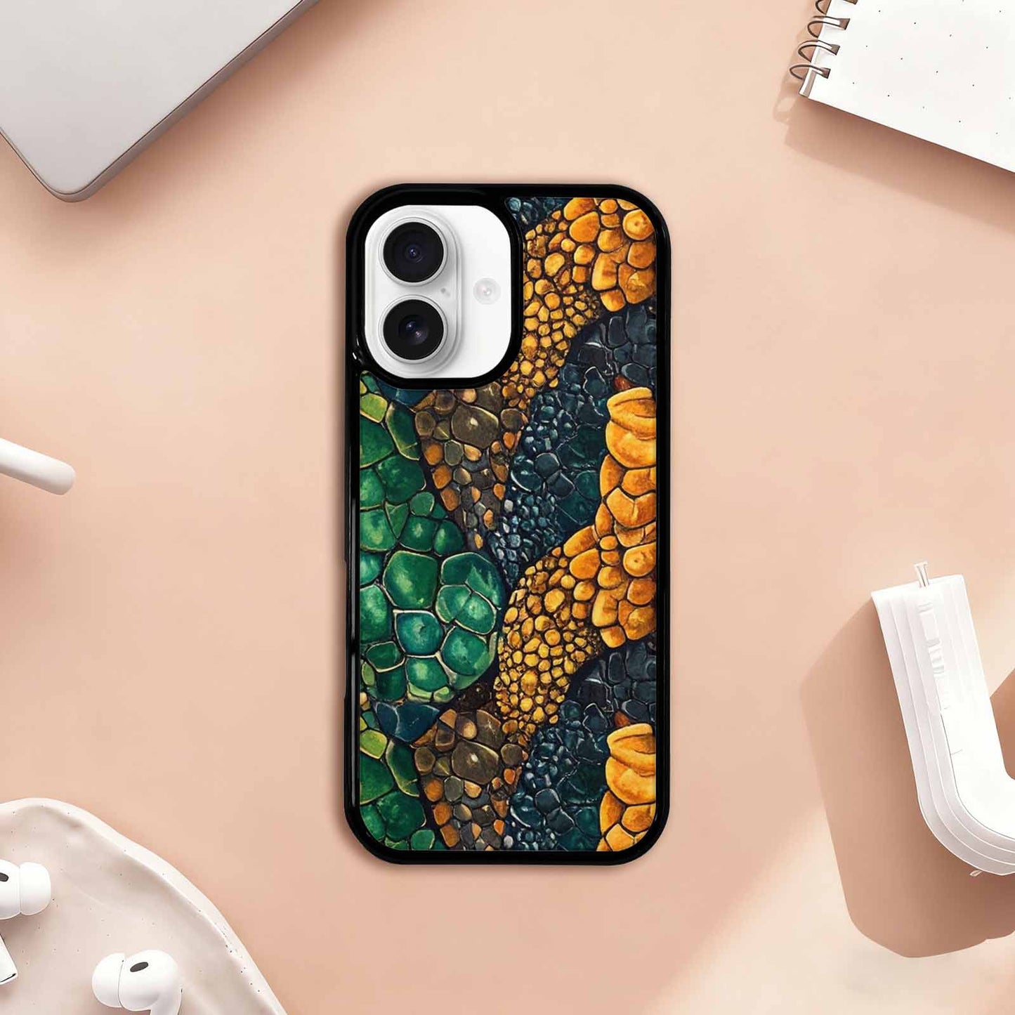 iPhone 17 Case — Small Snake Skin Reptile Original Art, Custom Designed Case Cover