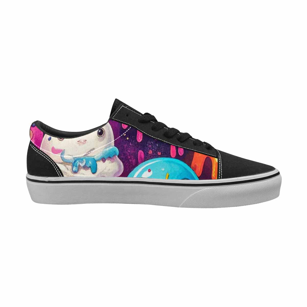 WOMEN'S Melting Ice Cream Monster Lace-Up Canvas Vibrant Chaos Custom Sneakers