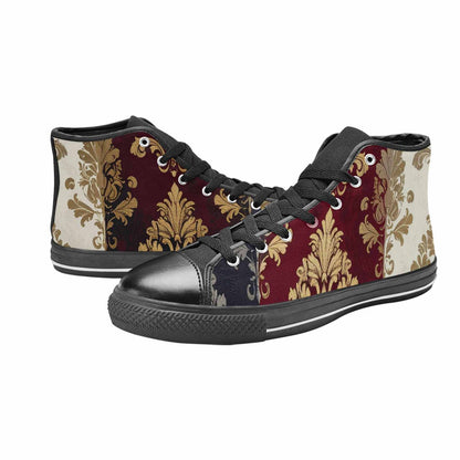 WOMEN'S Damask Ornamental Wallpaper High Top Canvas Surreal Custom Sneakers