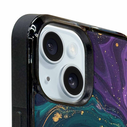 iPhone 15 Case — Marbled Swirl Texture Blended With Galaxy, Original Design Phone Case
