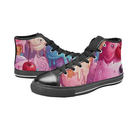 WOMEN'S Melting Icecream Monster Cherry High Top Canvas Surreal Custom Shoes