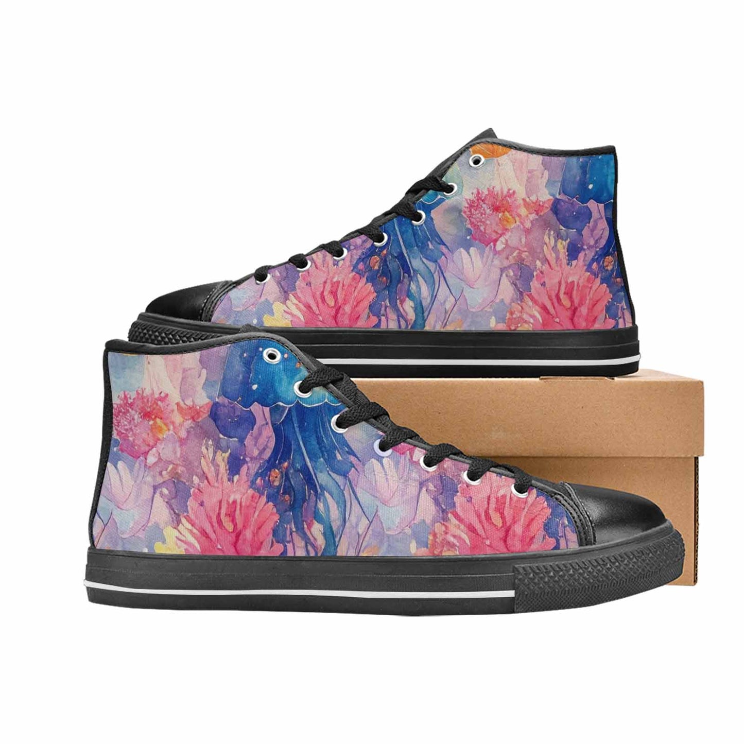 WOMEN'S Fish Scale Coral High Top Canvas Wallpaper Art Shoes