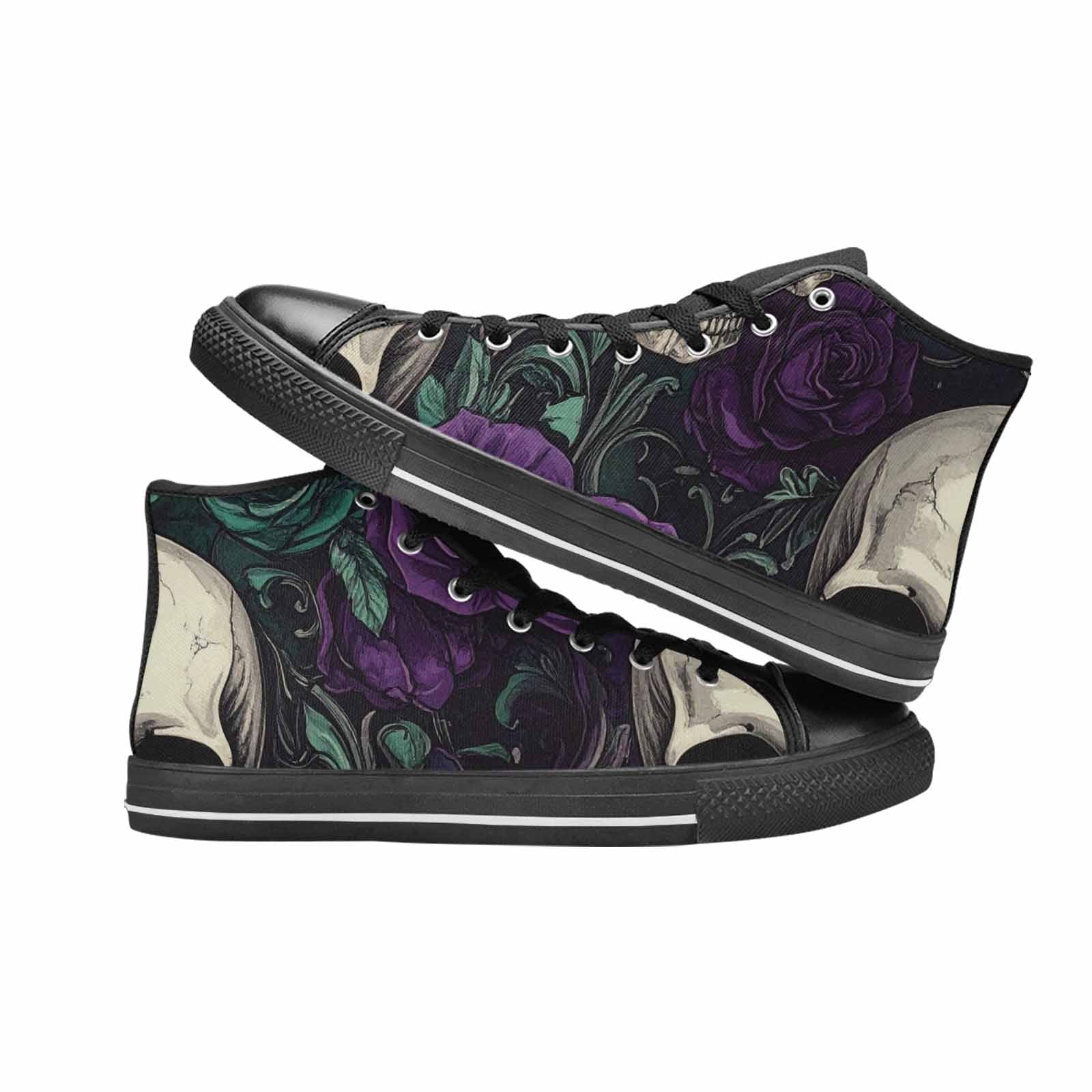 MEN'S Skulls Roses Gothic Filigree High Top Canvas Neon Fantasy Custom Shoes