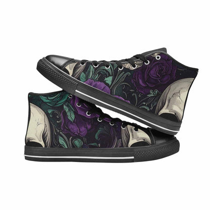 MEN'S Skulls Roses Gothic Filigree High Top Canvas Neon Fantasy Custom Shoes