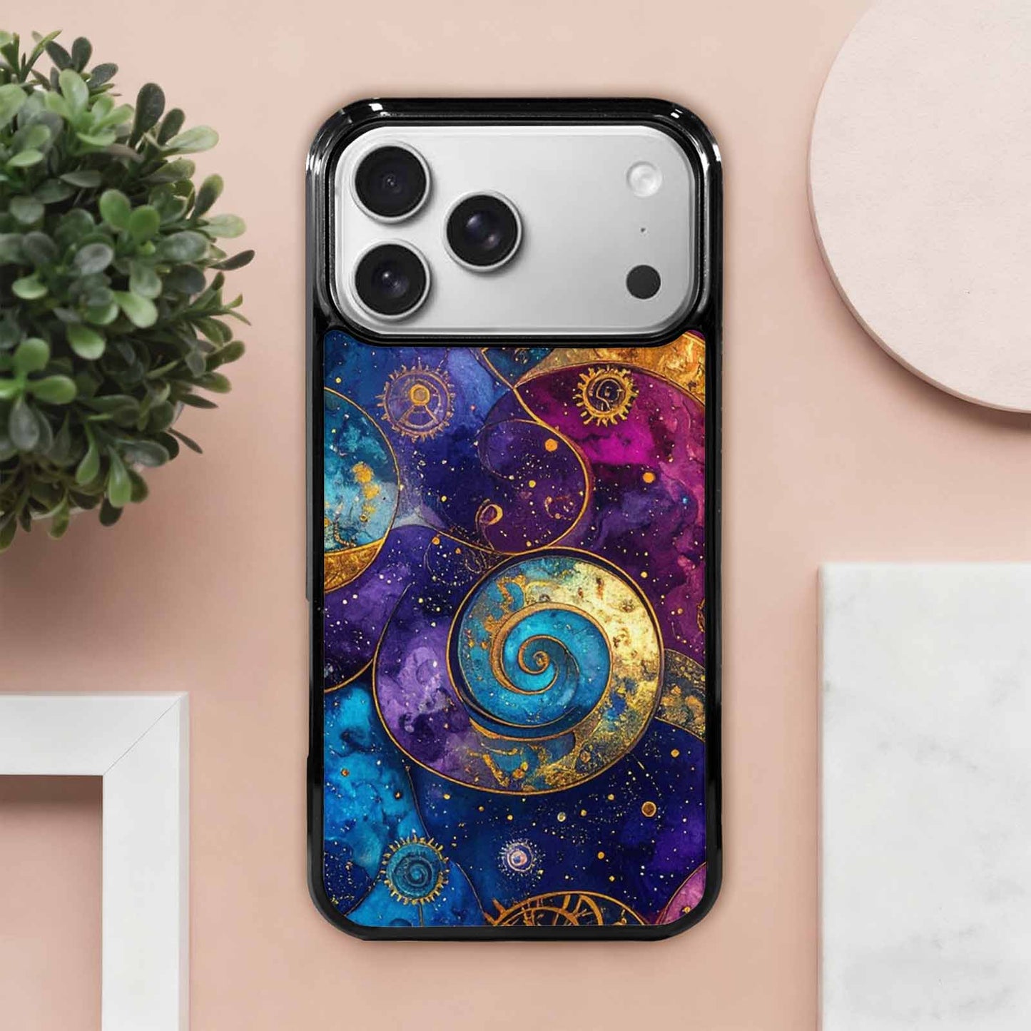 iPhone 17 Pro Max Case — Steampunk Galaxy Art Seamless Galaxy Space, Custom Printed Phone Case