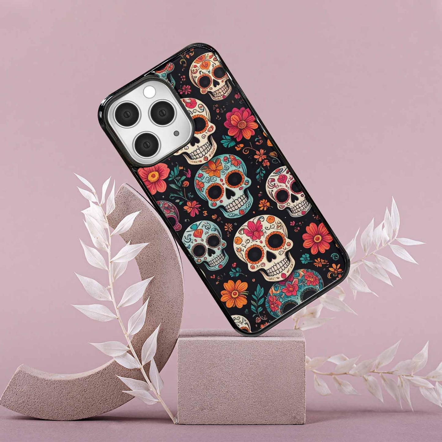 iPhone 15 Pro Max Case — Dia De Los Muertos Sugar Skull, Custom Designed Case Cover