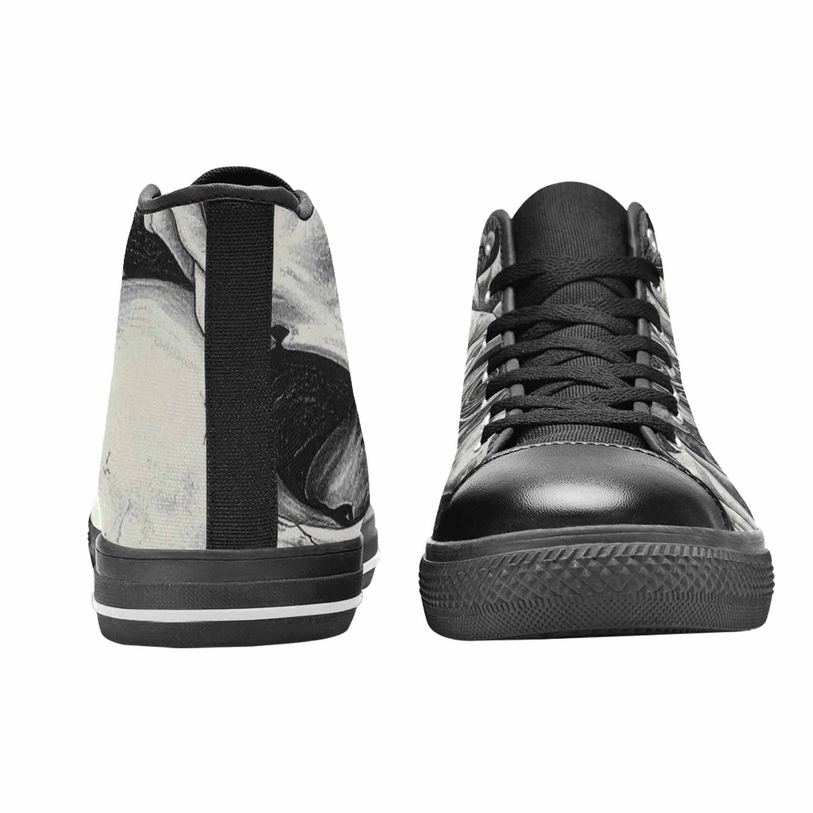 WOMEN'S Skulls Roses Pen Ink High Top Canvas Dreamcore Custom Sneakers