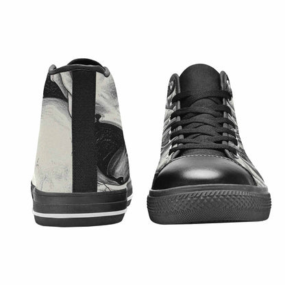 WOMEN'S Skulls Roses Pen Ink High Top Canvas Dreamcore Custom Sneakers
