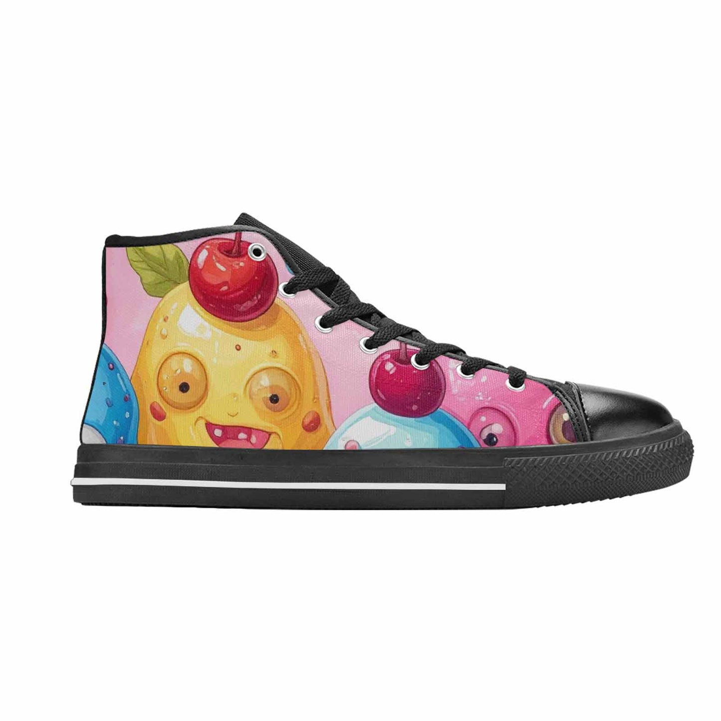 MEN'S Melting Icecream Monster Cherry High Top Canvas Vibrant Chaos Shoes