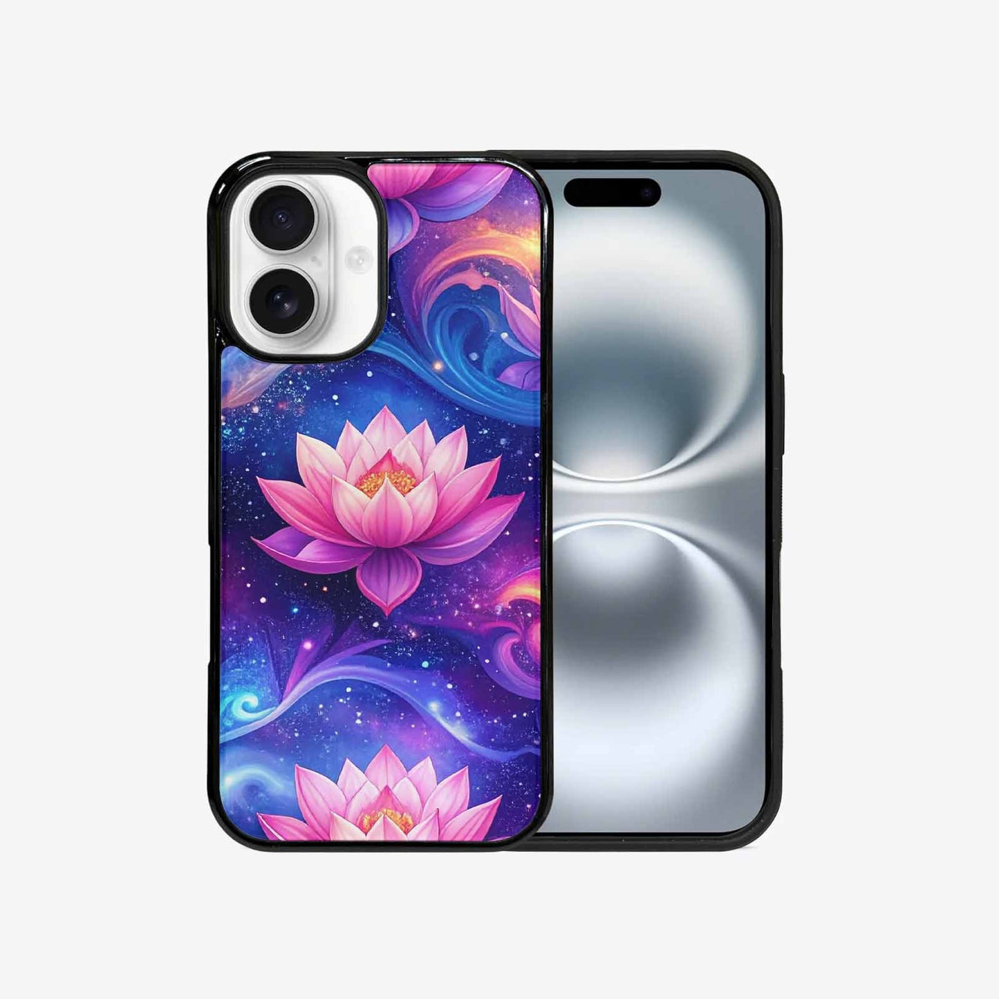 iPhone 16 Case — Lotus Galaxy Art Seamless Pattern Vibrant, Custom Printed Phone Case