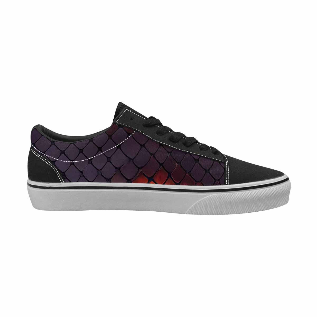 MEN'S Dark Snake Print Canvas Lace-Up Surreal Custom Sneakers