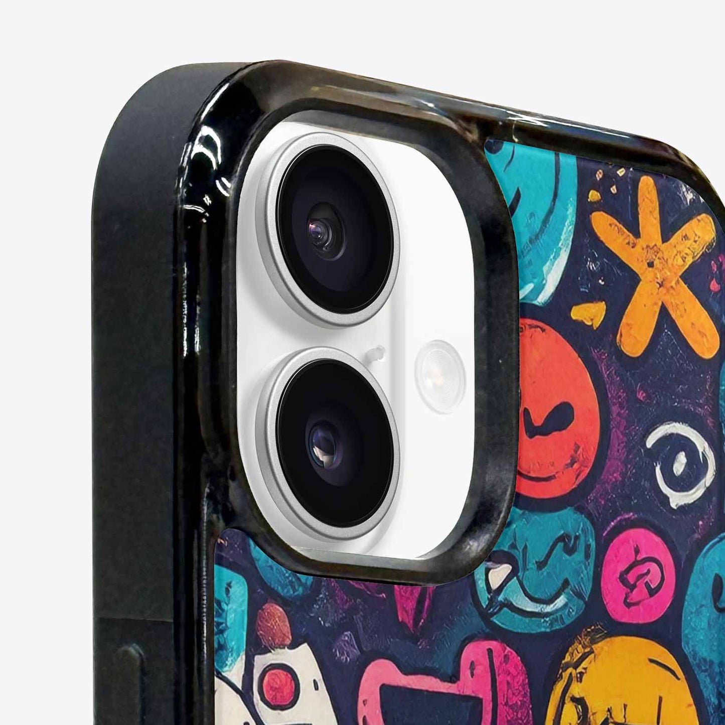 iPhone 16 Case — Hand Drawn Icon Doodle Pattern Hundreds, Custom Designed Case Cover