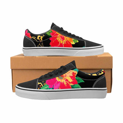 WOMEN'S Floral Snake Print Canvas Lace-Up Surreal Sneakers