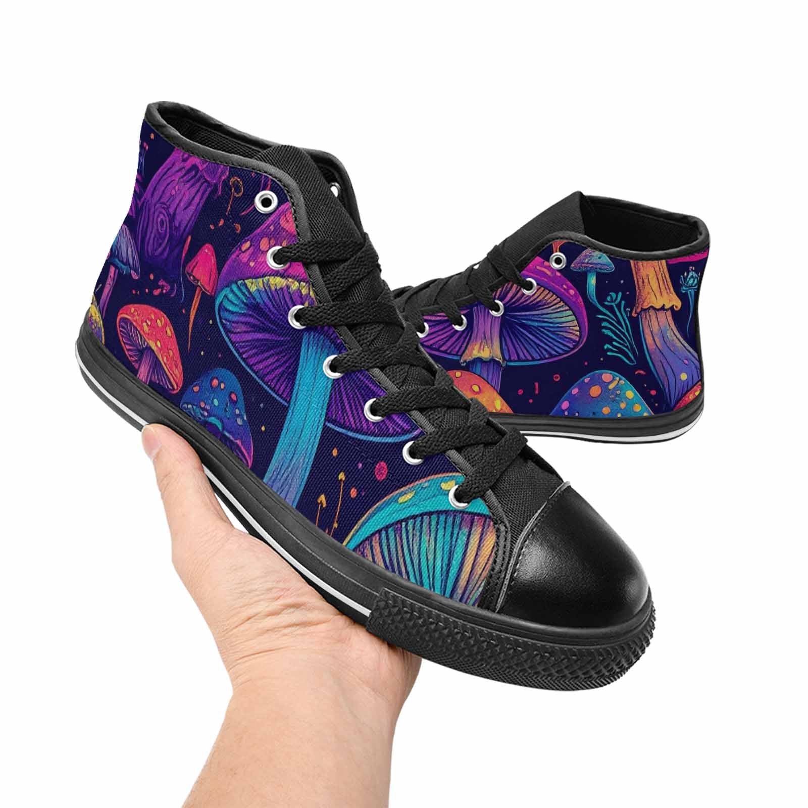 MEN'S Psychedelic Mushroom High Top Canvas Vibrant Chaos Shoes