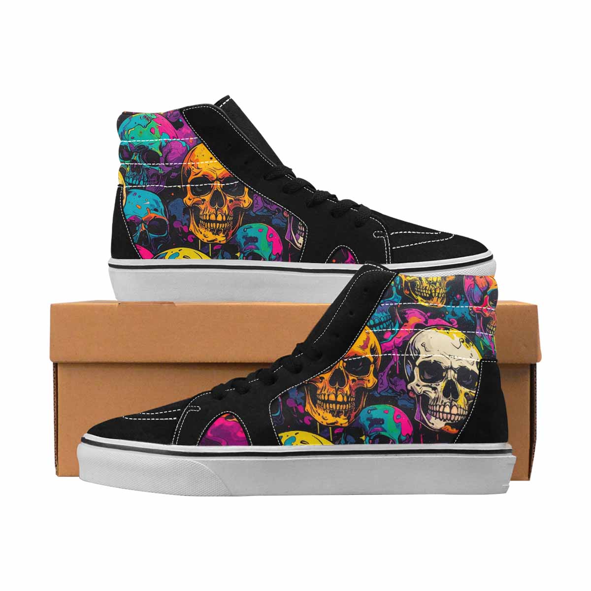 MEN'S Camo High Top Canvas Wearable Art Neon Fantasy Custom Shoes