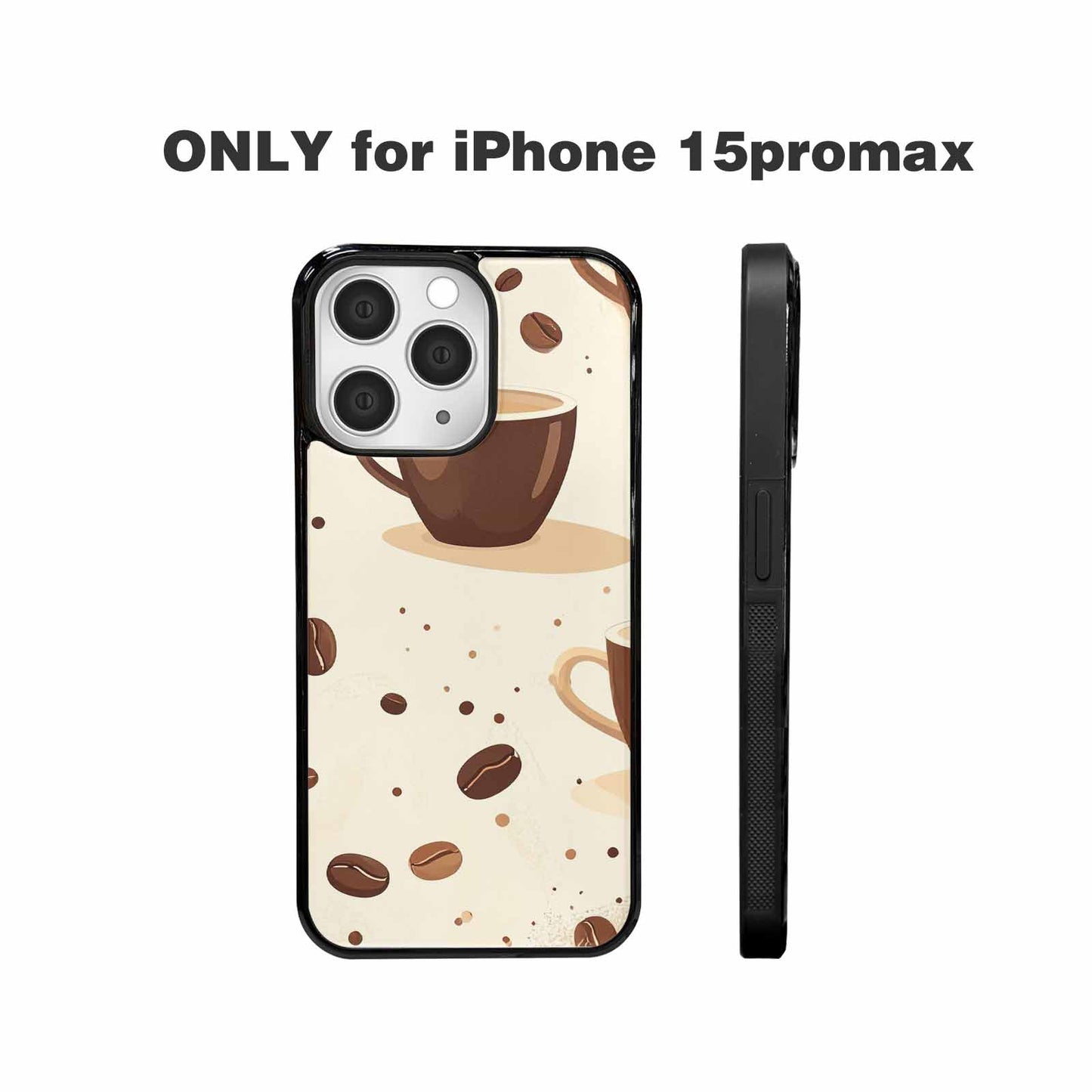 iPhone 15 Pro Max Case — Coffee Cup And Bean Pattern Seamless, Customized Protective Case