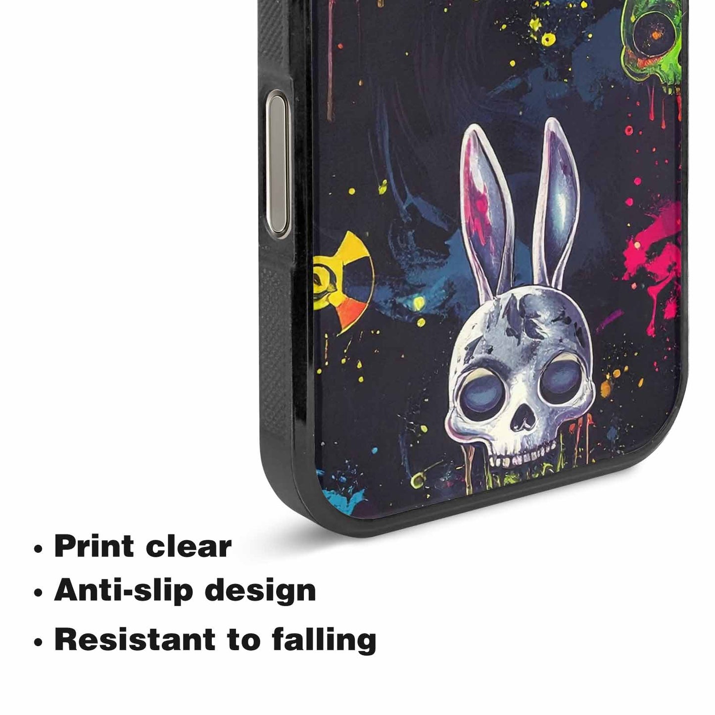 iPhone 16 Pro Case — Radioactive Ghost Bunny Skull Small Radioactive, Custom Print Case Cover