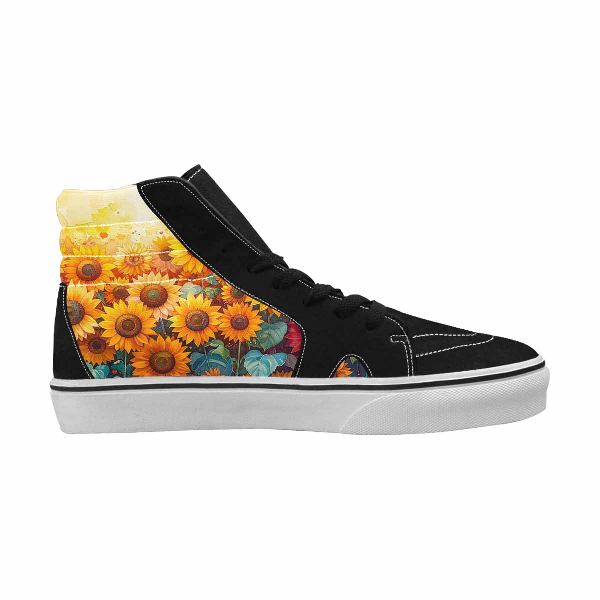 MEN'S Sunflower Burst High Top Canvas Kaleidoscope Custom Sneakers
