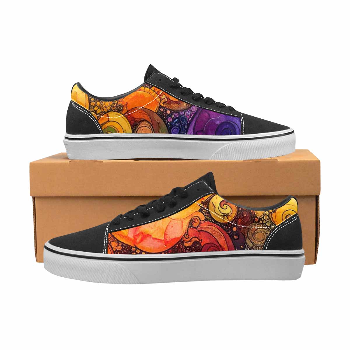WOMEN'S Tie Lace-Up Canvas Melting Art Custom Sneakers