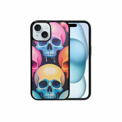 iPhone 15 Case — Dripping Candy Skulls, Personalized Phone Case