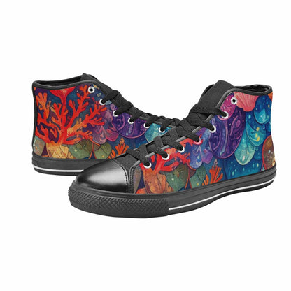 WOMEN'S Fish Scale Coral High Top Canvas Aesthetic Custom Sneakers
