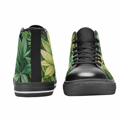 MEN'S Seven-Point Palmate Leaf High Top Canvas Grunge Sneakers