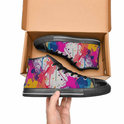 WOMEN'S Paint Splatter High Top Canvas Grunge Sneakers