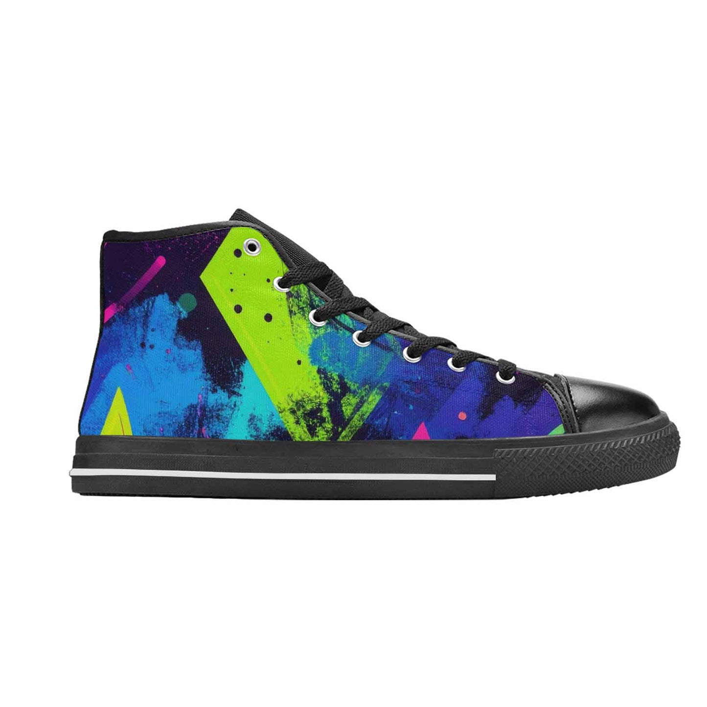 MEN'S Memphis Squiggles Triangles Dots High Top Canvas Surreal Sneakers