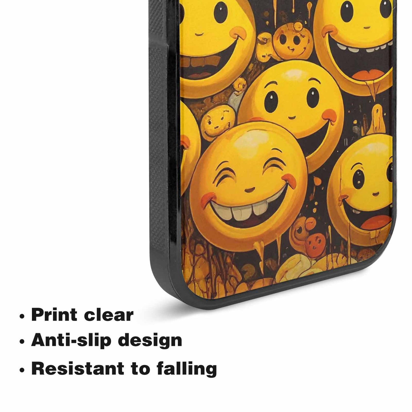 iPhone 15 Plus Case — Melting Moon Smiley Red Splatt, Unique Phone Case Design