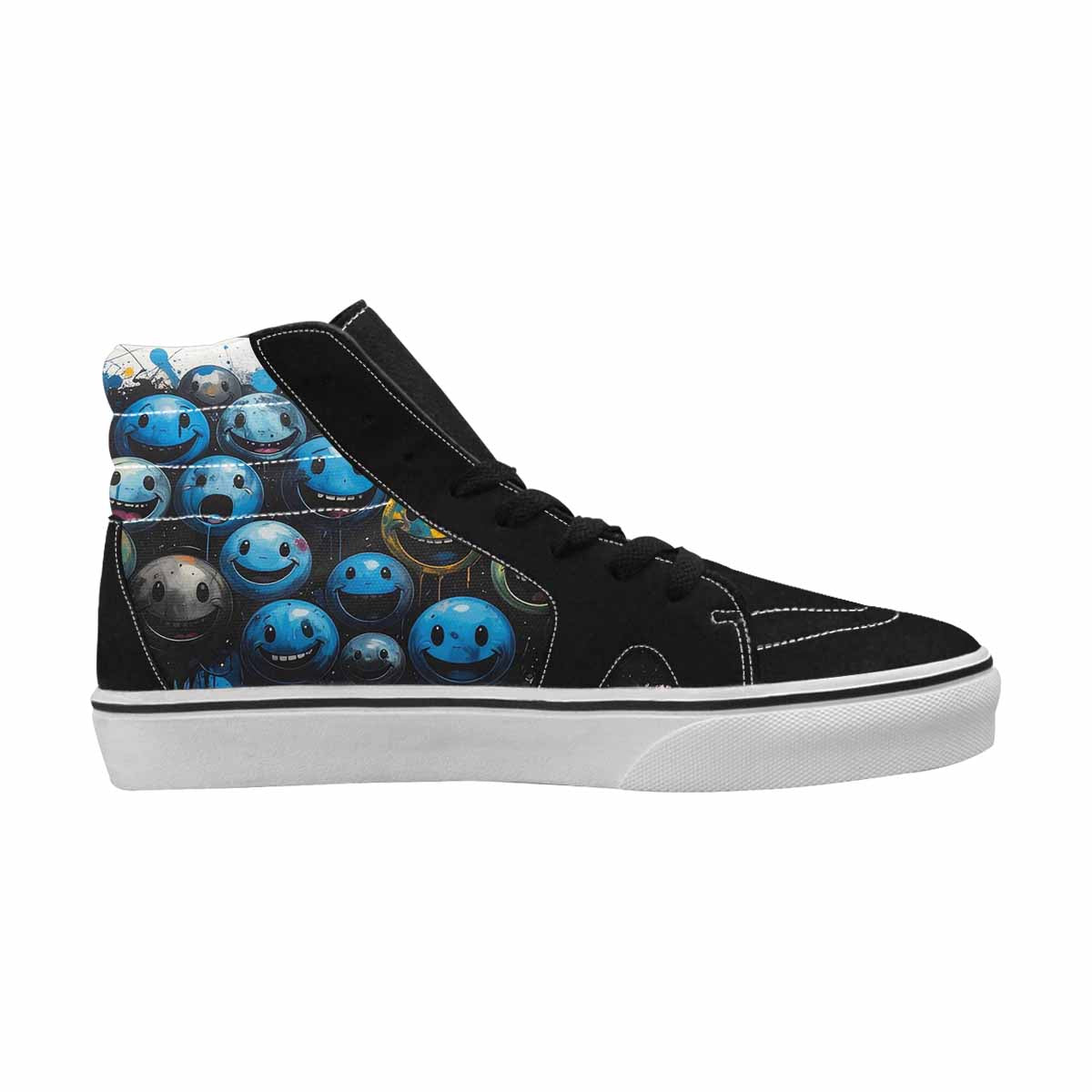 MEN'S Melting Moon Smiley High Top Canvas Melting Art Custom Sneakers