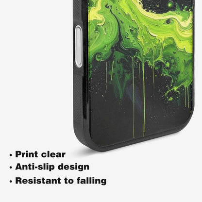 iPhone 16 Case — Melting Galaxy Acid Green, Personalized Phone Case
