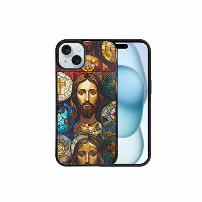 iPhone 15 Plus Case — Jesus Face Small Cross And Faith, Personalized Phone Case
