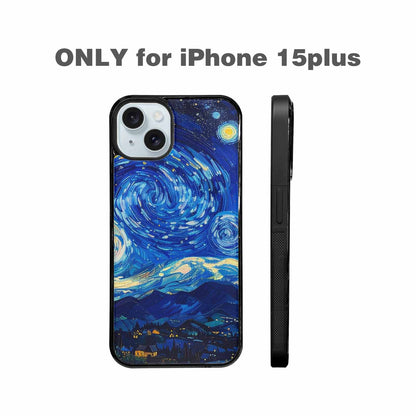 iPhone 15 Plus Case — Starry Night Van Gogh Paint Art, Custom Print Case Cover